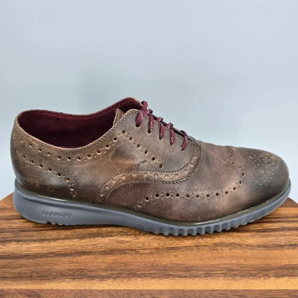 Cole Haan 2.Zerogrand Oxfords Mens 10.5 M Brown Leather Casual Wingtip Shoes